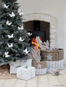 Christmas Tree with White Butterfly Decorations